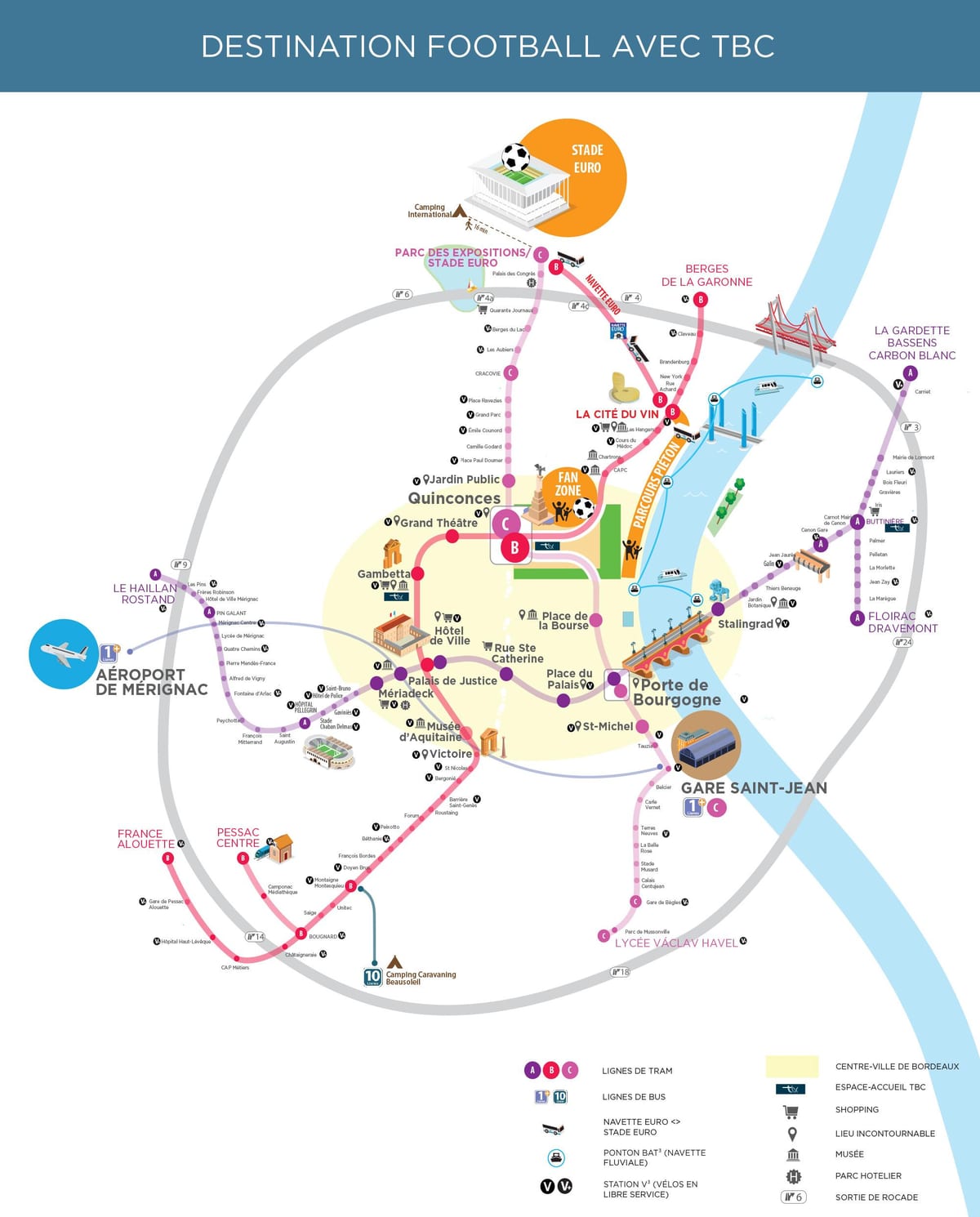 波尔多的公共交通地图